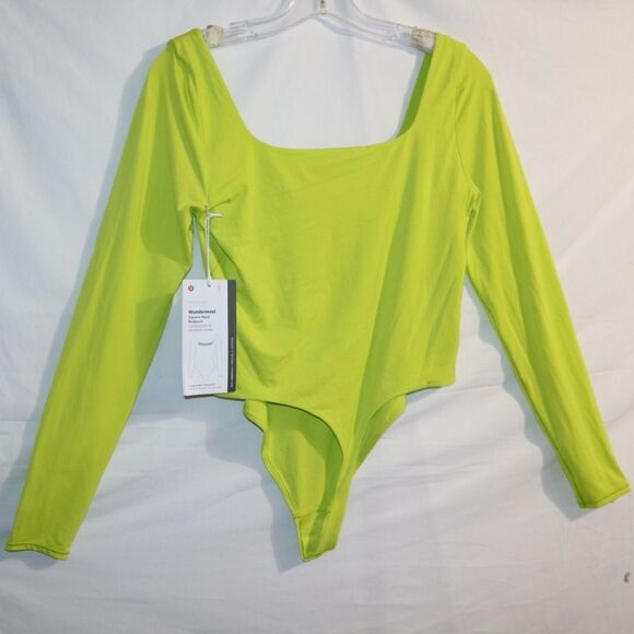 Lululemon Wundermost Nulu Square-Neck Long-Sleeve Bodysuit  Lichen Lime NWT - Picture 15 of 16